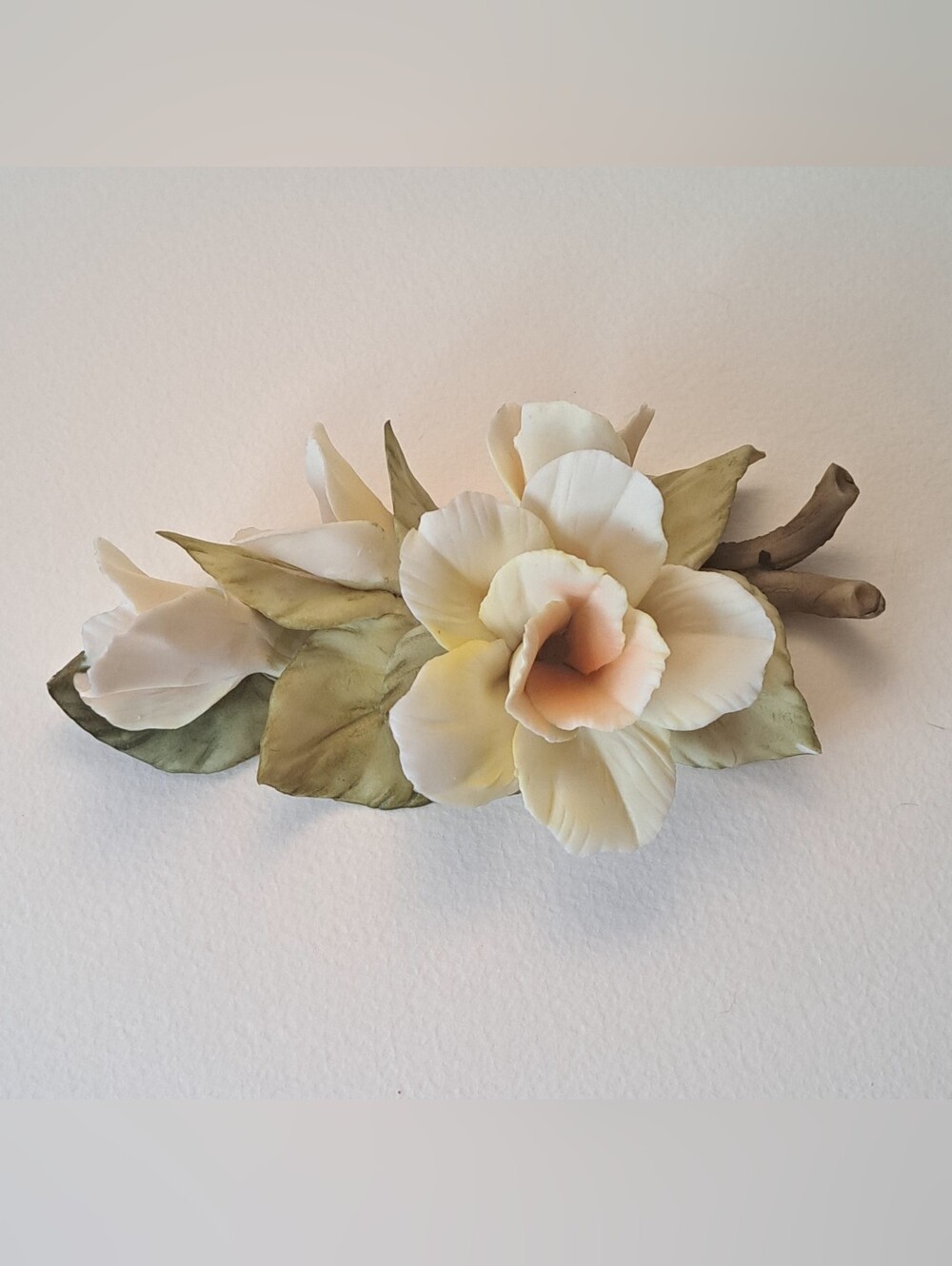 Vintage Golden Crown E&R Italy Porcelain Yellow Flower on Stems